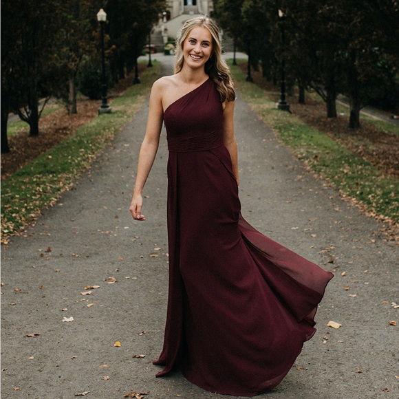 Dress Floor length Burgundy One Shoulder - Picture 4 of 5